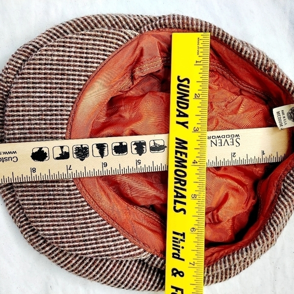 VTG Duckbill Newsboy Hat Wool Brown Herringbone Cap Cabbie Medium Made in USA - Picture 9 of 10